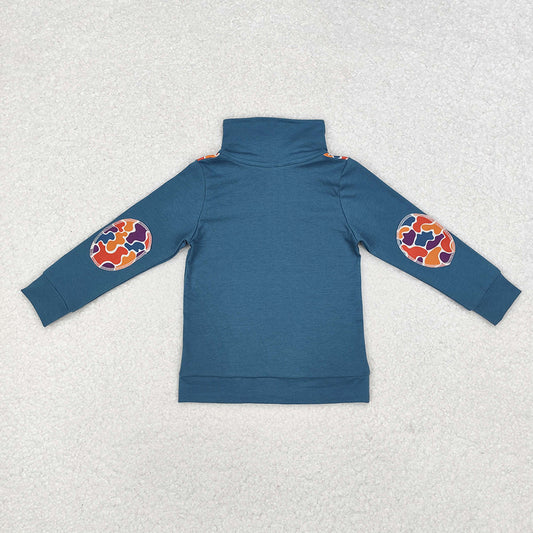 Baby Boys Orange Navy Camo Zip Pullovers Tops