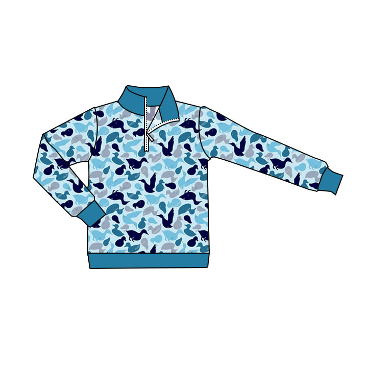 Baby Boys Blue Ducks Camo Zip Pullovers Shirts Tops Preorder