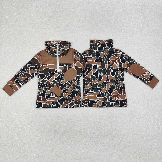 Baby Boys Fall Camo Brown Long Sleeve Zip Pullovers Tops