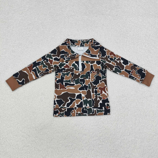USA Shop Baby Boys Fall Camo Brown Long Sleeve Zip Pullovers Tops