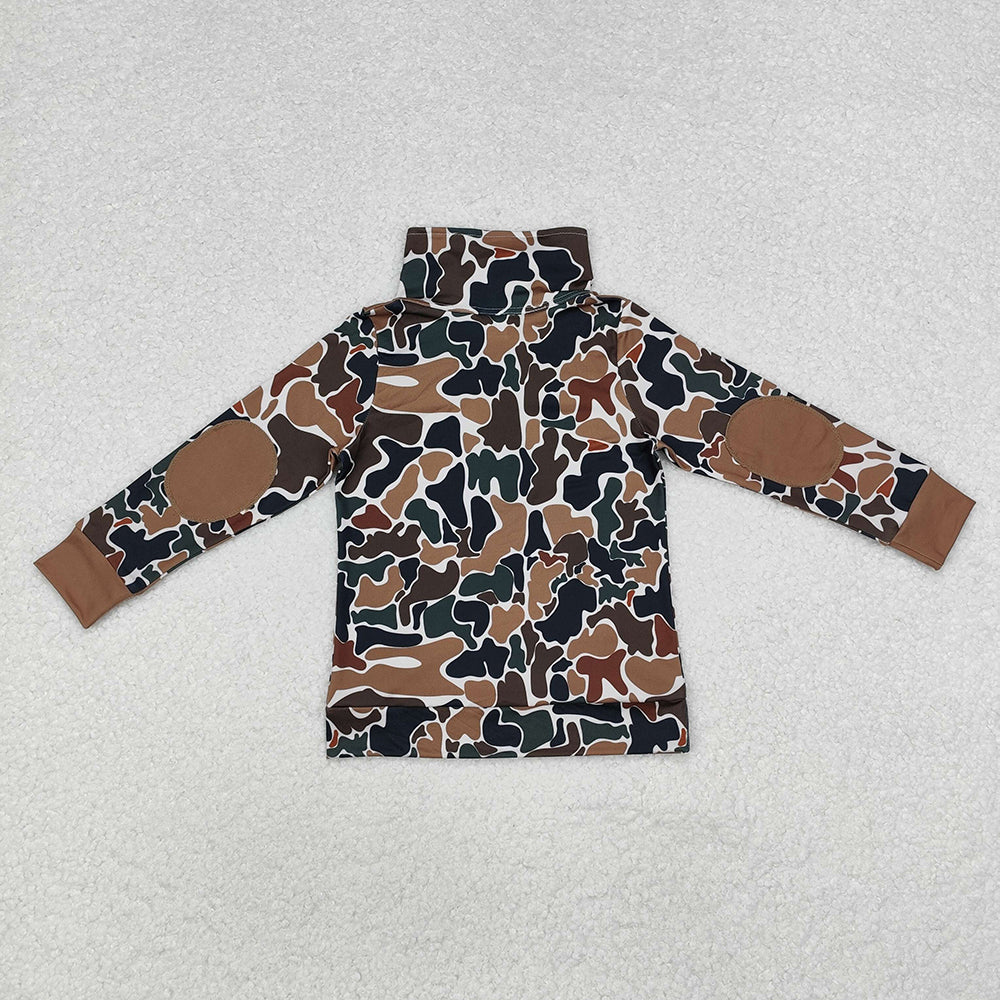 Baby Boys Fall Camo Brown Long Sleeve Zip Pullovers Tops