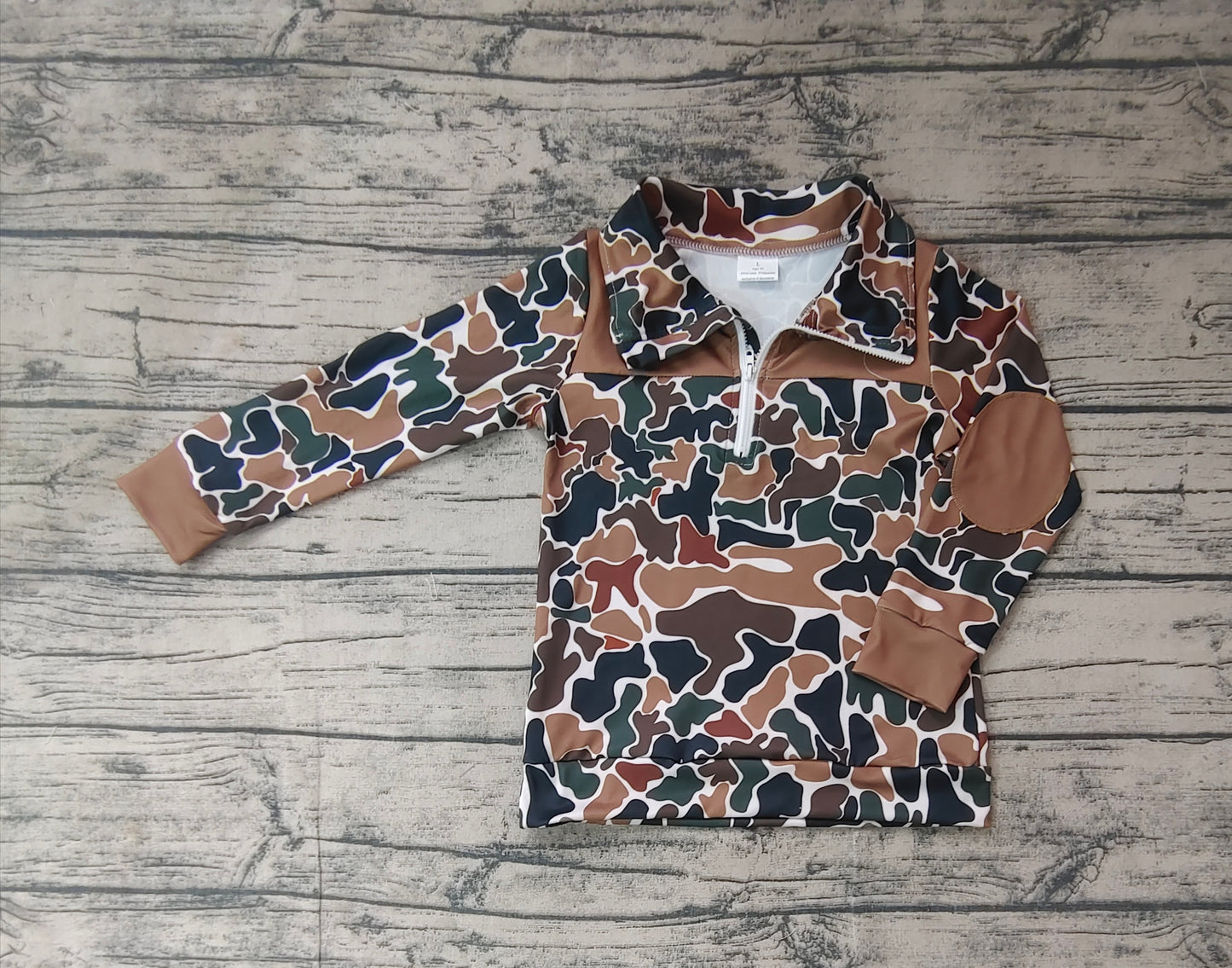 Baby Boys Fall Camo Brown Long Sleeve Zip Pullovers Tops