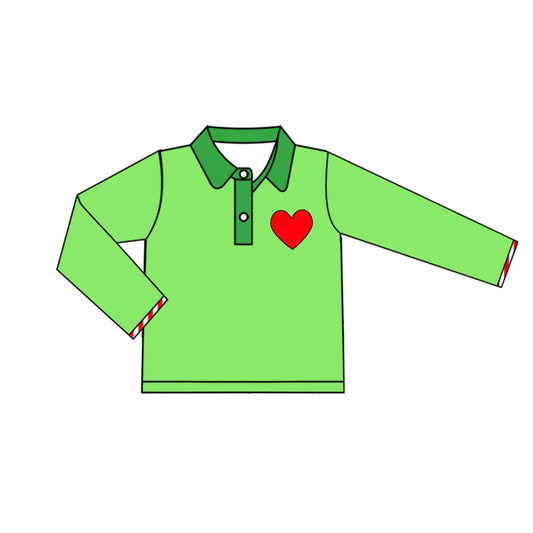 Baby Boys Green Christmas Heart Long Sleeve Tee Shirts Tops Preorder