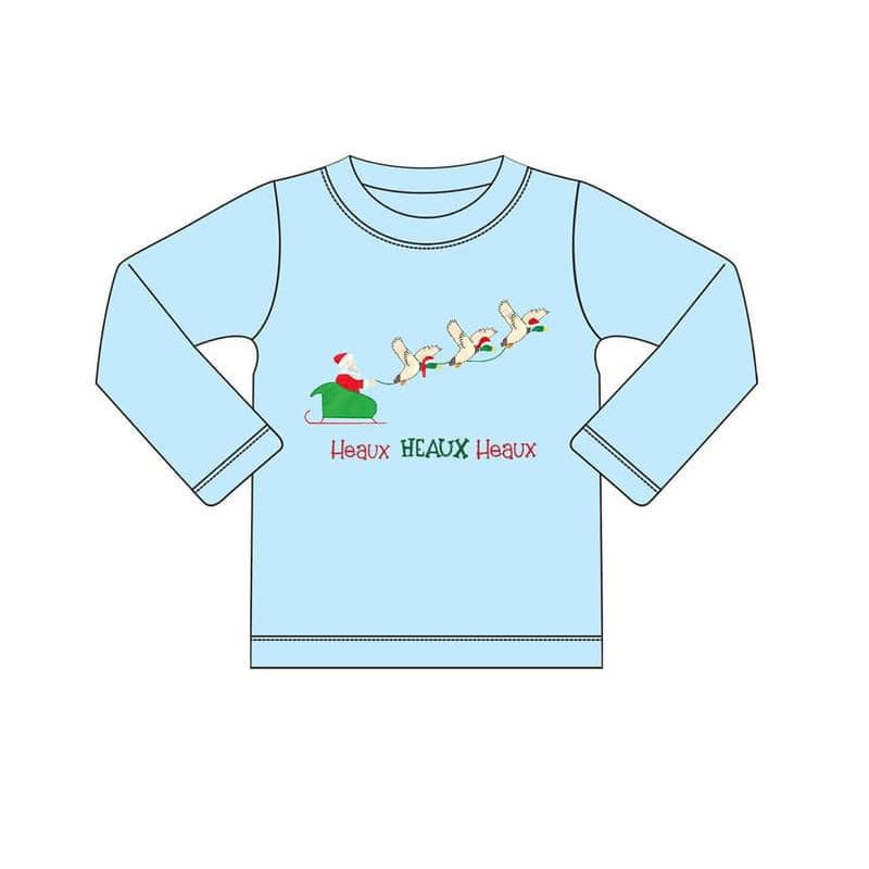 Baby Boys Blue Christmas Santa Ducks Long Sleeve Tee Shirts Tops Preorder