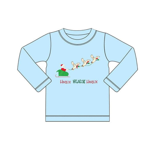 Baby Boys Blue Christmas Santa Ducks Long Sleeve Tee Shirts Tops Preorder