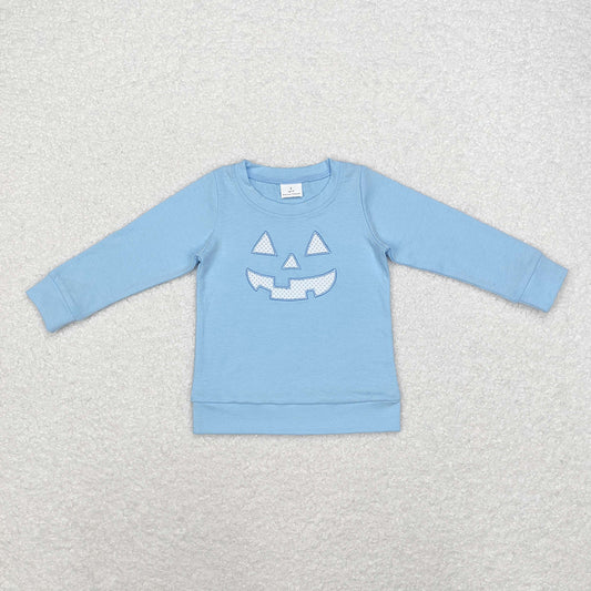 Baby Boys Halloween Blue Smile Face Long Sleeve Tee Shirts Tops