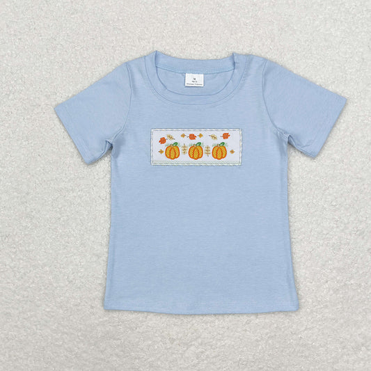 Baby Boys Fall Pumpkin Leaves Short Sleeve Tee Shirts Tops