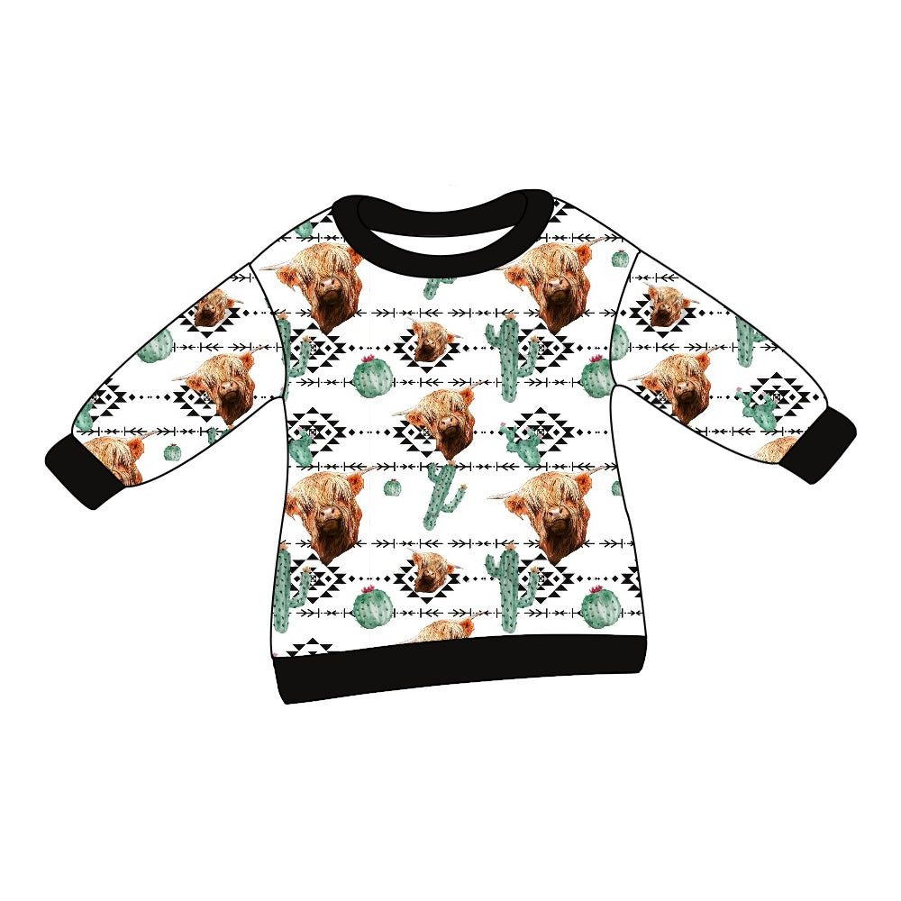 Baby Boys Western Highland Cow Cactus Tee Shirts Top  Preorder