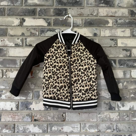 Baby Kids Leopard Black Zip Jackets Cardigan Tops Preorder