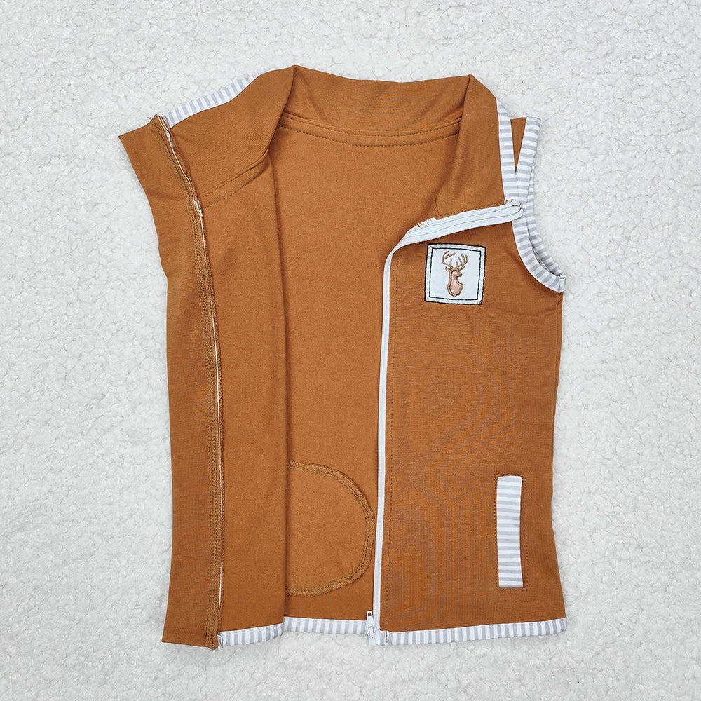 Baby Girls Boys Deers Hunting Zip Pocket Vest Tops