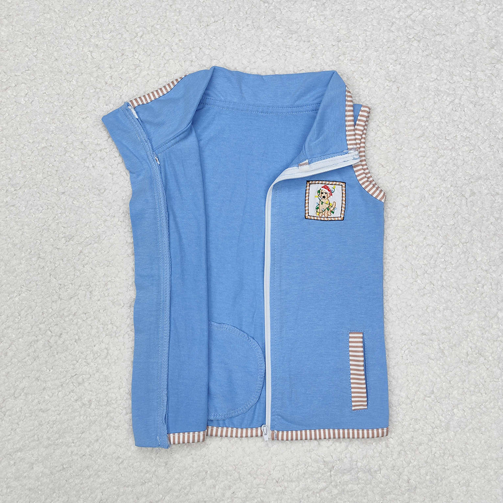 Baby Kids Christmas Dog Zip Pocket Vest Tops