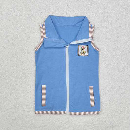 Baby Kids Christmas Dog Zip Pocket Vest Tops