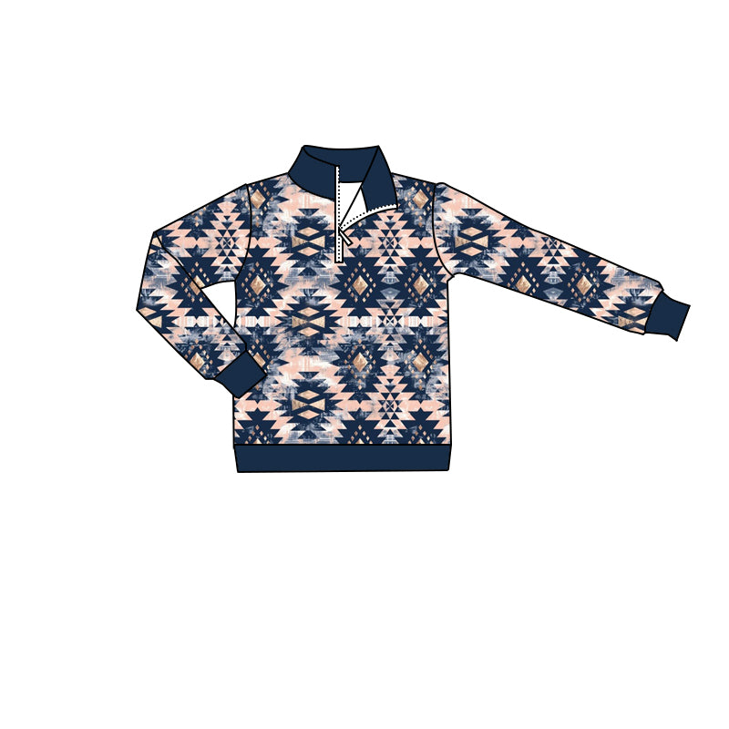 Baby Boys Western Aztec Zip Long Sleeve Tee Shirts Tops Preorder