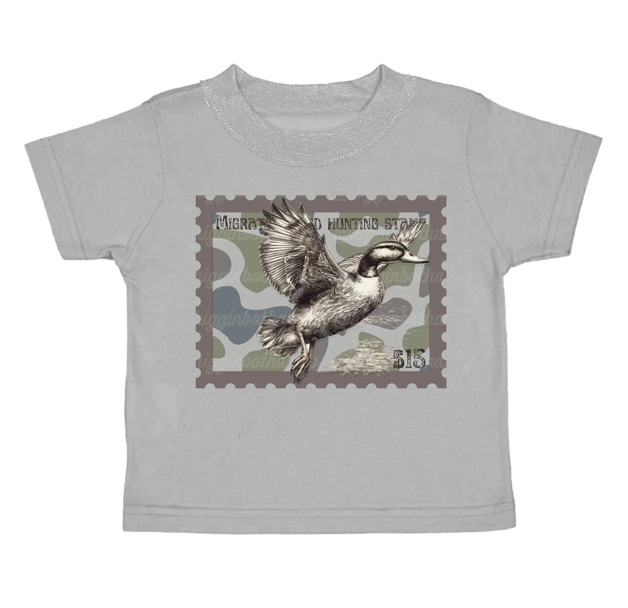 Baby Boys Grey Camo Ducks Hunting Short Sleeve Tee Shirts Tops Preorder