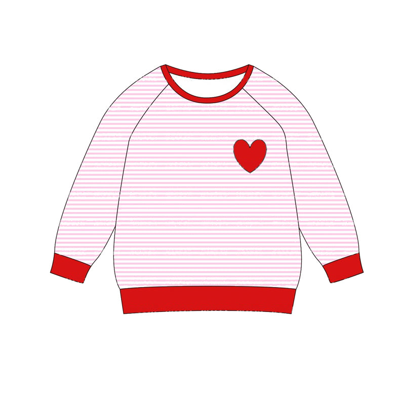 Baby Girls Pink Stripes Heart Long Sleeve Tee Shirts Tops Preorder