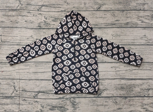 Baby Boys Western Black Aztec Hooded Long Sleeve Tops