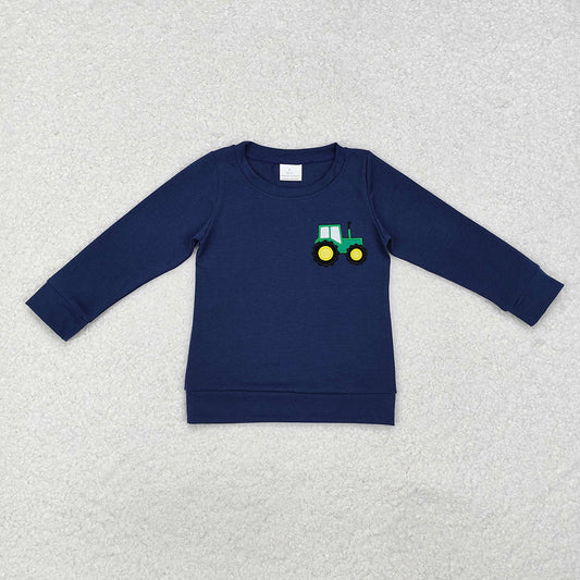 Baby Boys Navy Tractor Long Sleeve Tee Shirts Tops