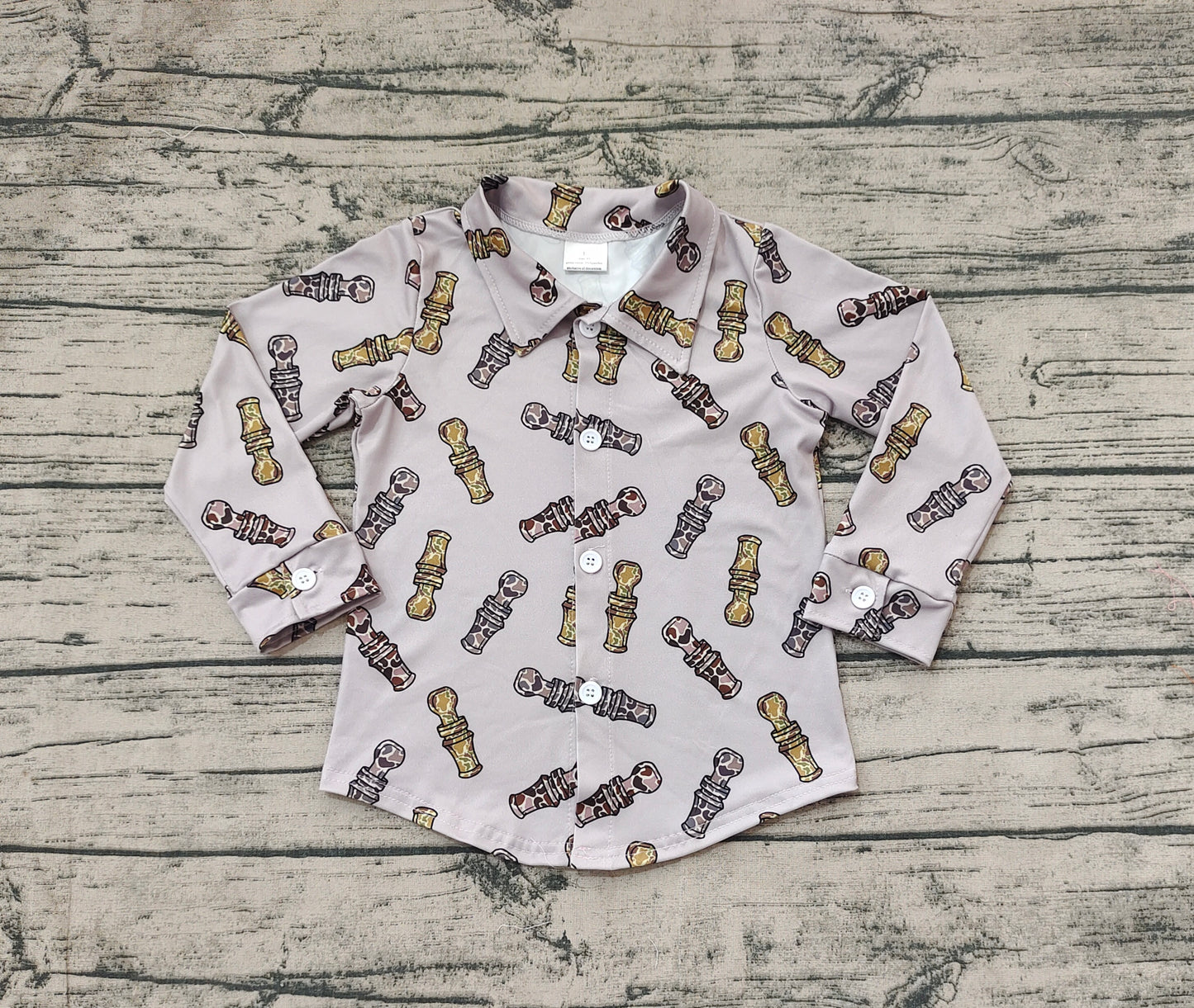 Baby Boys Duck Call Buttons Long Sleeve Tee Shirts Tops