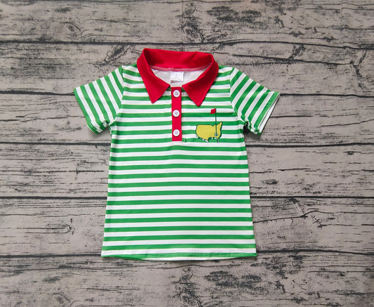 Baby Boys Golf Green Stripes Short Sleeve Tee Shirts Tops Preorder