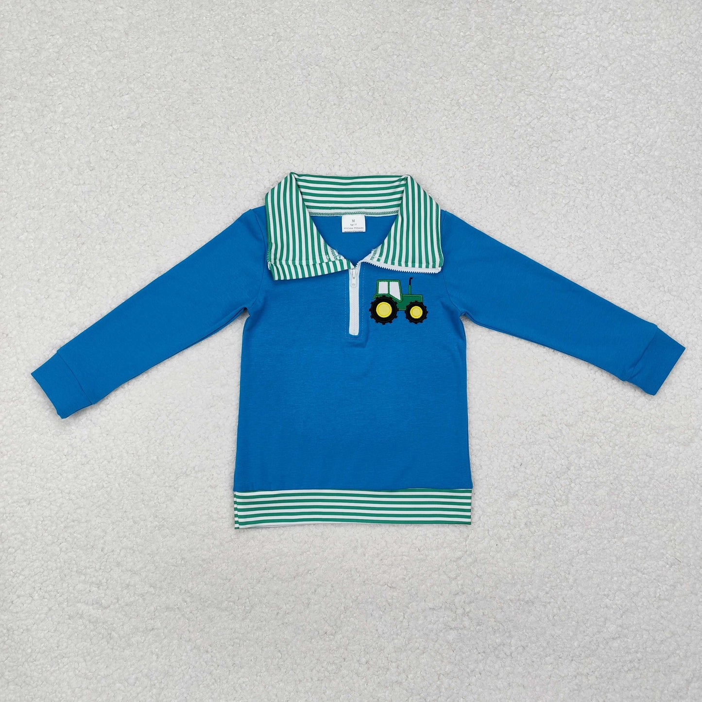 Sibling Baby Boys Embroidery Trucks Golf Bus Excavators Button Zipper Shirts Tops