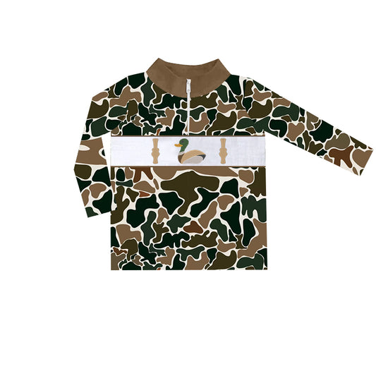 Baby Boys Brown Camo Duck Call Zip Pullovers Tops Preorder