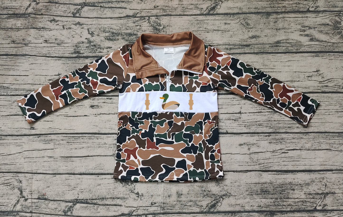 Baby Boys Brown Camo Duck Call Zip Pullovers Tops Preorder