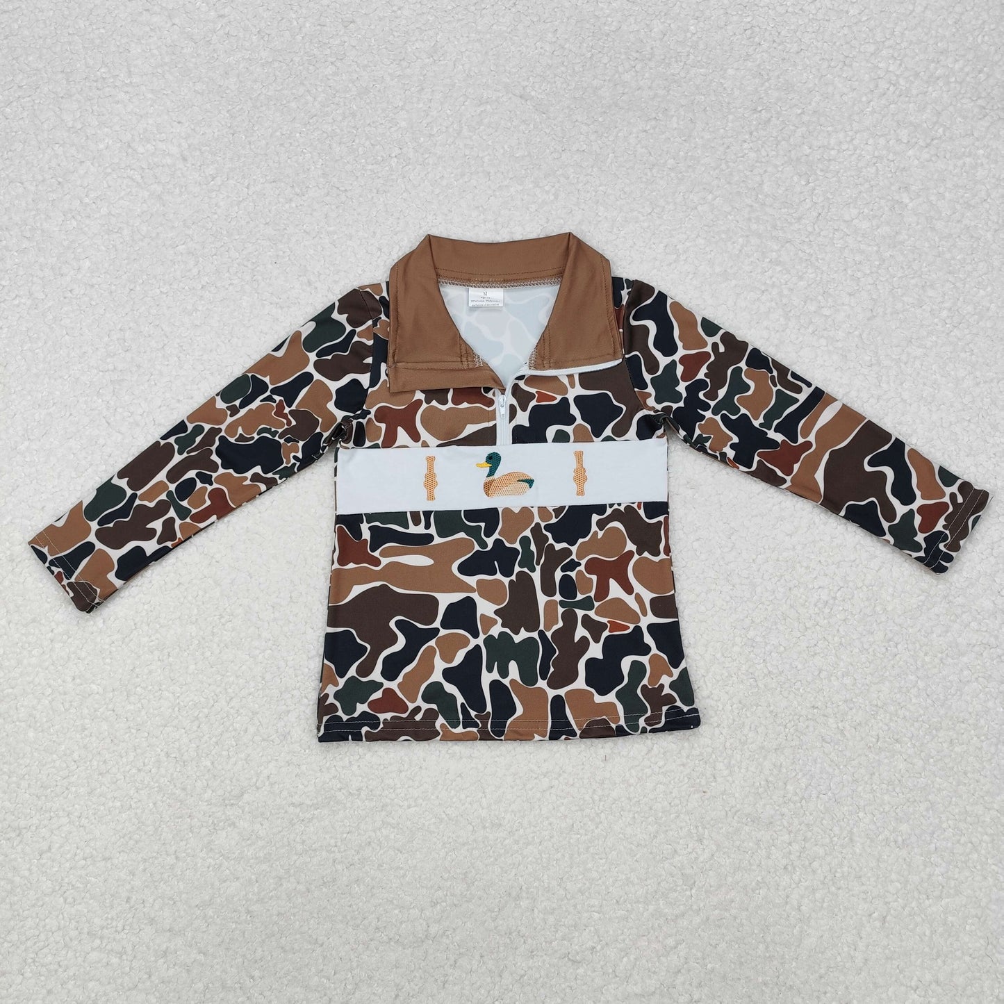 Sibling Baby Boys Western Camo Dogs Ducks Mamas Boy Zipper Pullovers Tops