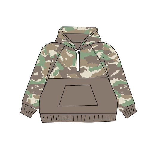 Baby Boys Light Brown Camo Fall Hooded Pullovers Tops Preorder