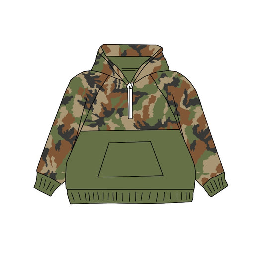 Baby Boys Dark Green Camo Hooded Pullovers Tops Preorder