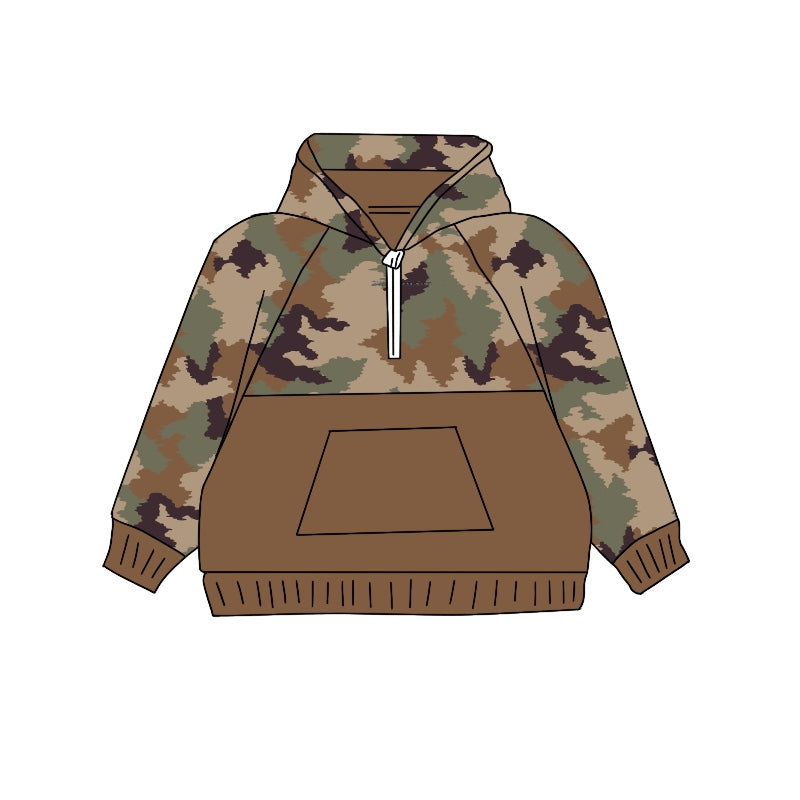 Baby Boys Brown Camo Hooded Pullovers Tops Preorder