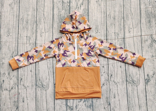 Baby Boys Brown Camo Hooded Pullovers Tops Preorder