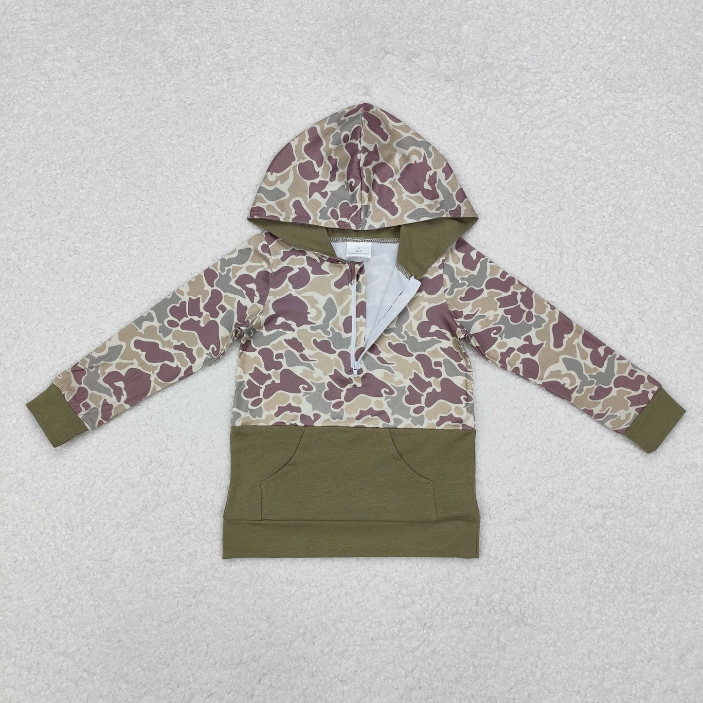 Sibling Baby Boys Long Sleeves Southern Hunting Camo Horses Zip Pockets Hoodies Top