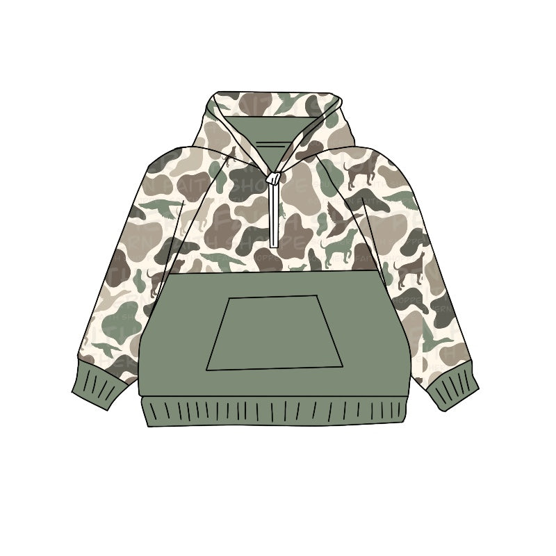 Baby Boys Dicks Dogs Hunting Camo Hooded Pocket Tops Preorder