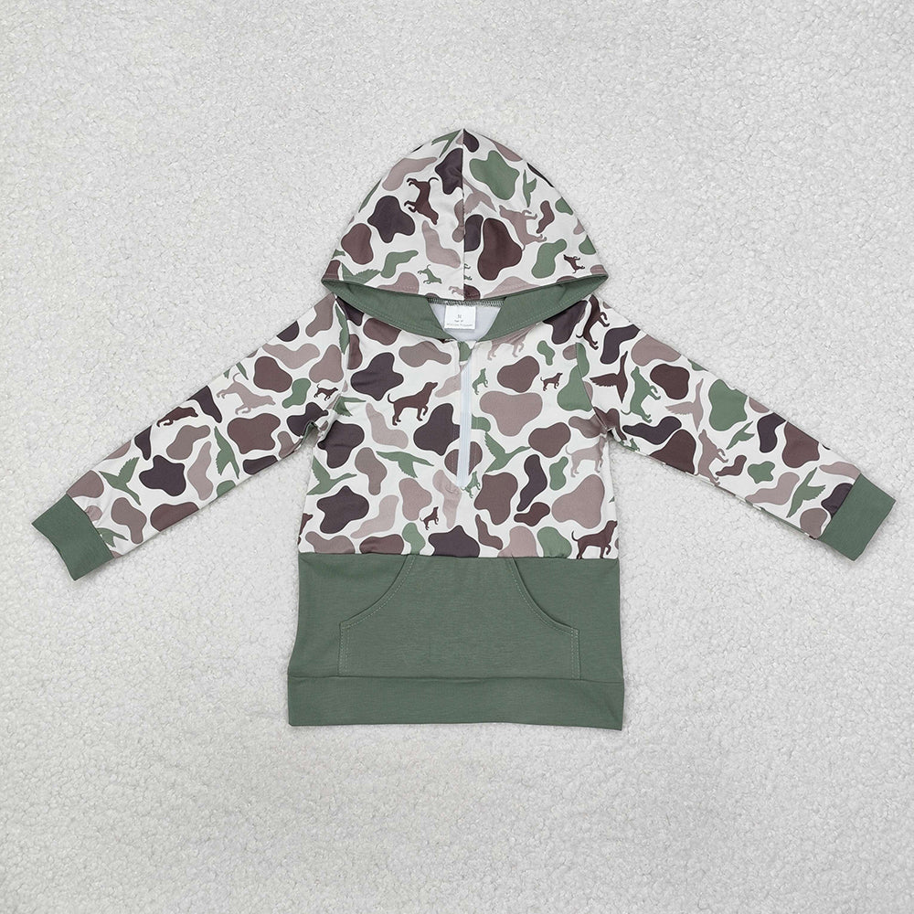 Sibling Baby Boys Western Camo Hooded Zip Pullovers Tops