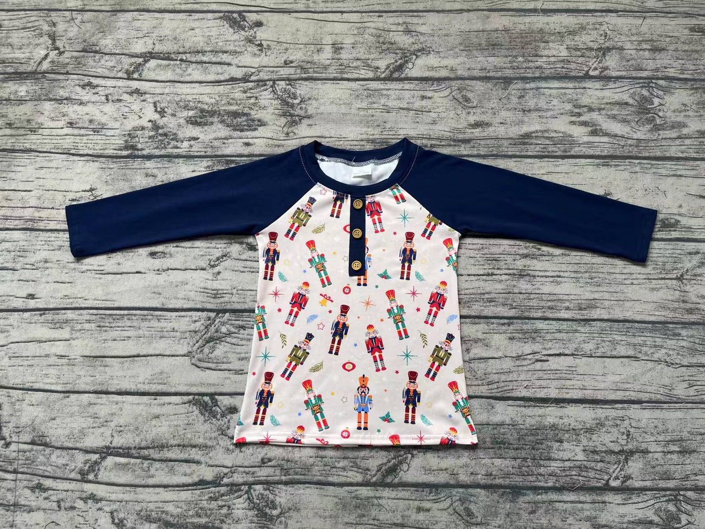 Baby Boys Christmas Soldier Long Sleeve Raglan Tops