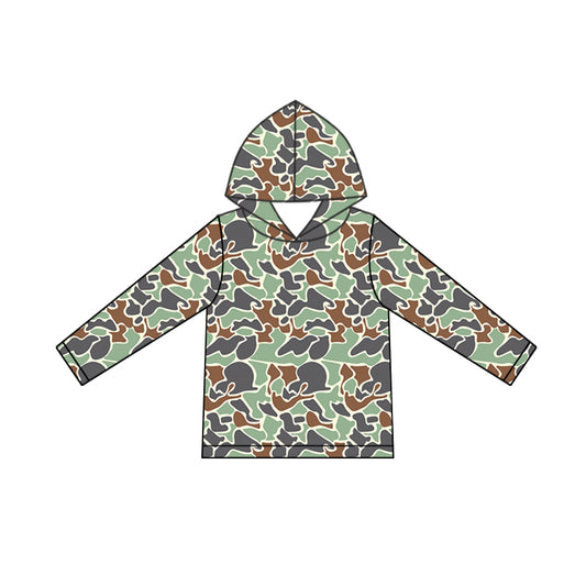 Baby Boys Grey Green Camo Long Sleeve Hooded Tops Preorder