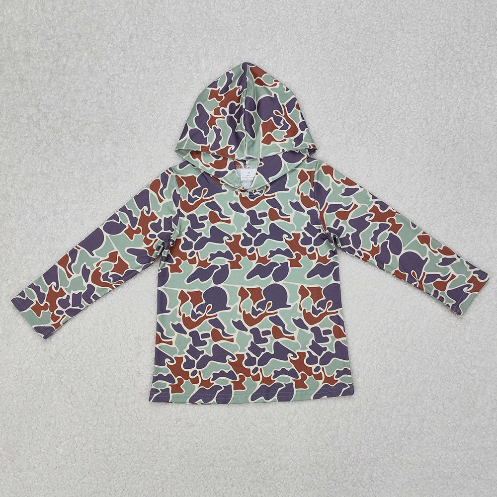 Baby Boys Grey Green Camo Long Sleeve Hooded Tops