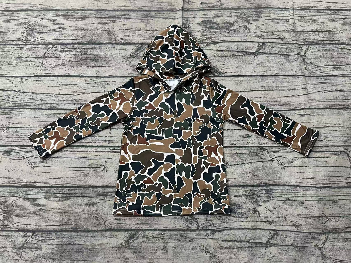 Baby Boys Dark Brown Camo Long Sleeve Hooded Tops