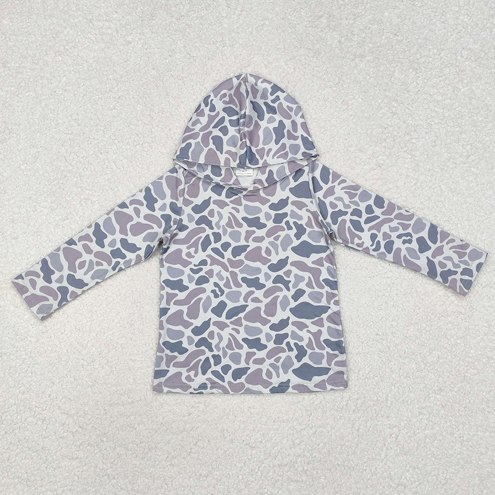 Baby Boys Grey Camouflage Long Sleeve Hooded Tops