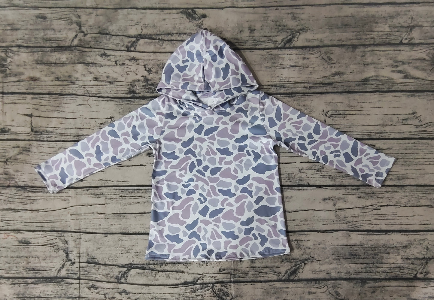 Baby Boys Grey Camouflage Long Sleeve Hooded Tops