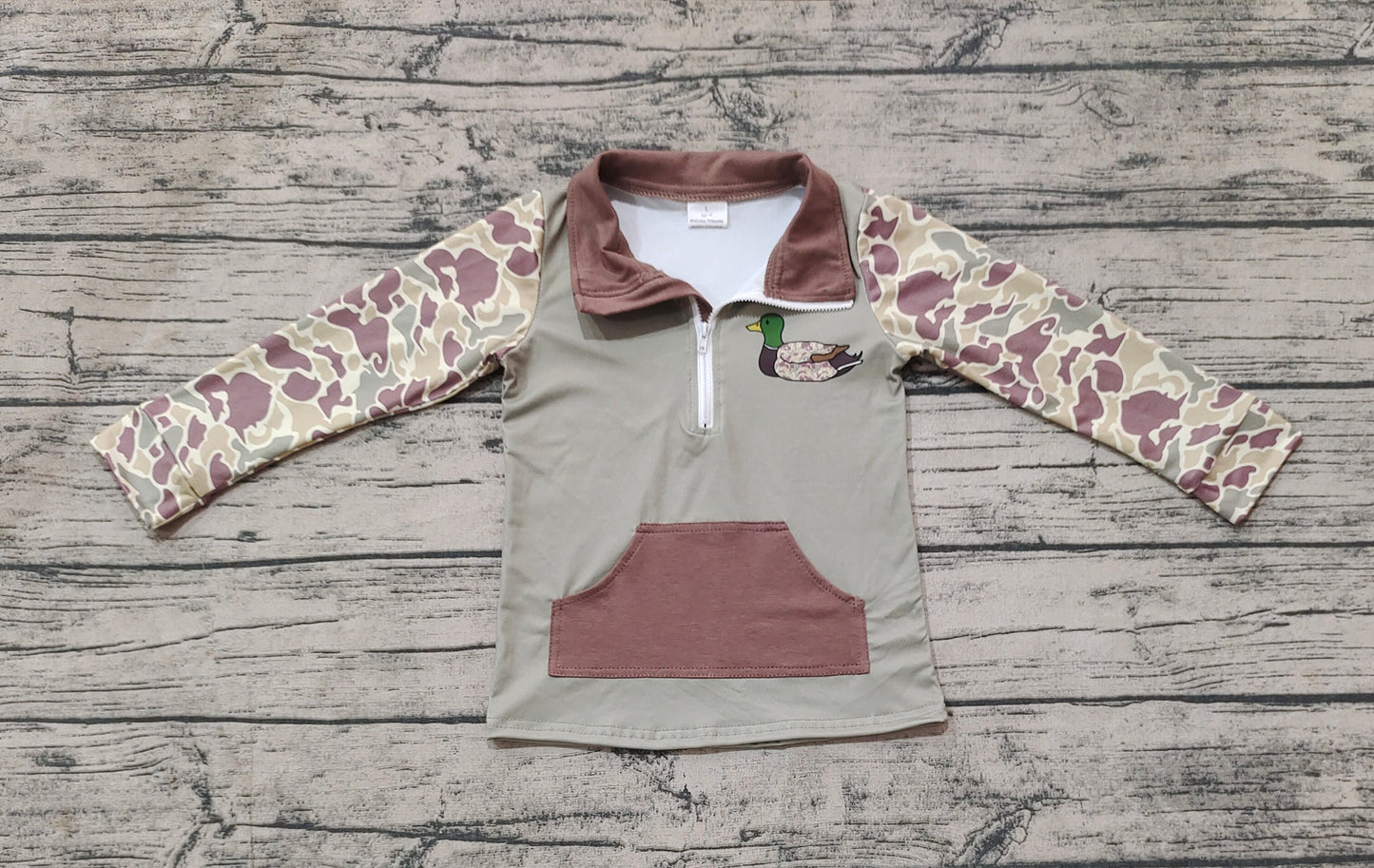 Baby Boys Green Camo Zip Duck Hunting Pullovers Tops