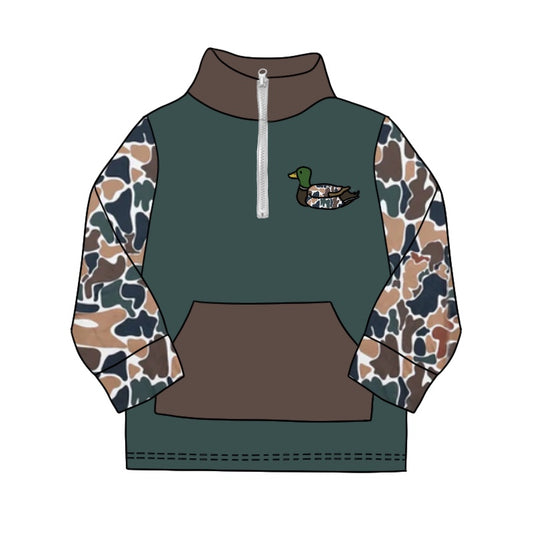 Baby Boys Dark Green Camo Zip Duck Hunting Pullovers Tops Preorder