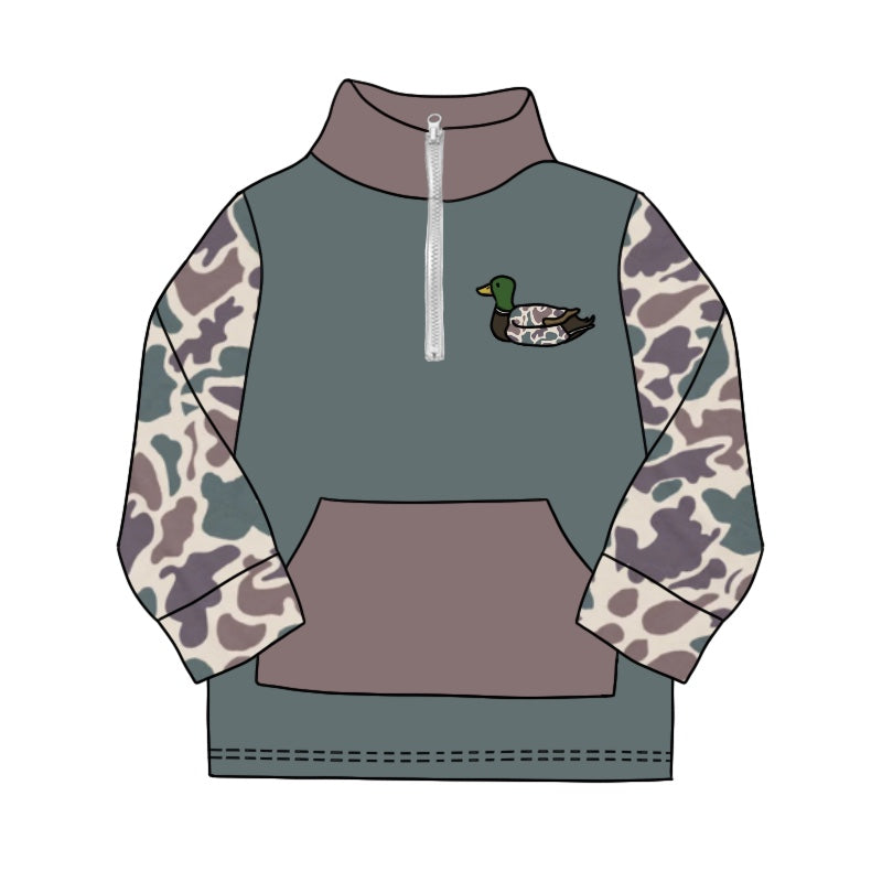 Baby Boys Light Green Camo Zip Duck Hunting Pullovers Tops Preorder