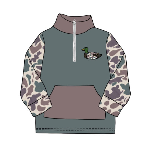 Baby Boys Light Green Camo Zip Duck Hunting Pullovers Tops Preorder