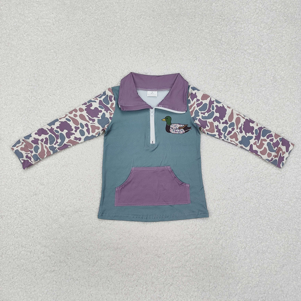 Baby Boys Light Green Camo Zip Duck Hunting Pullovers Tops