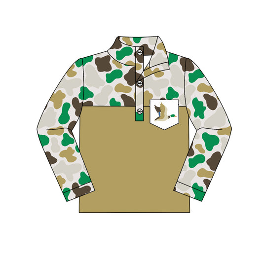 Baby Boys Dark Green Camo Duck Zip Pullovers Tops Preorder