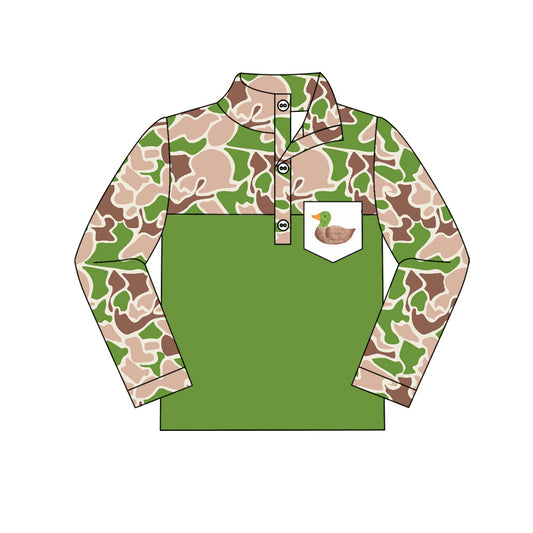 Baby Boys Green Camo Duck Zip Pullovers Tops Preorder