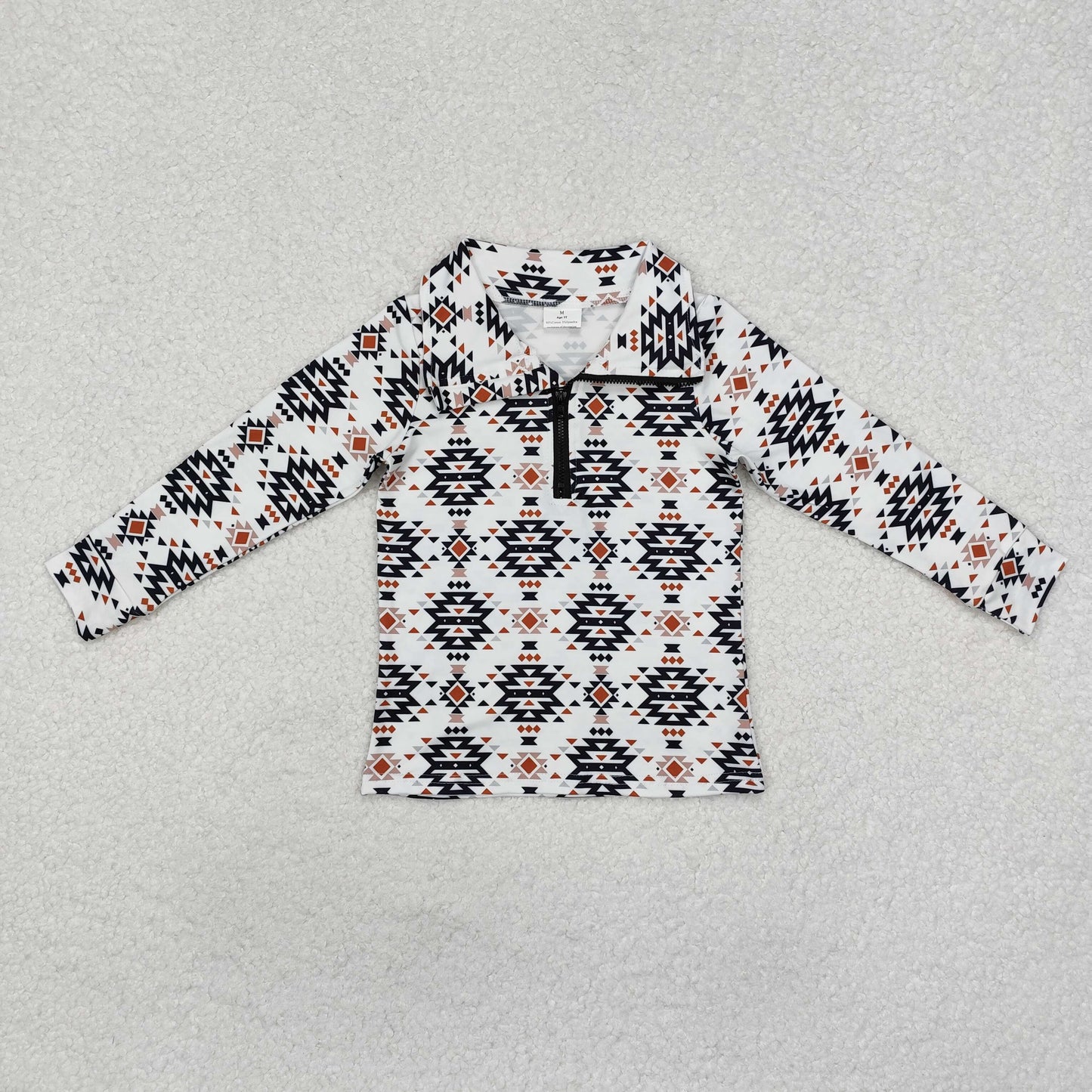 Sibling Baby Boys Western Aztec Long Sleeves Zipper Pullover Tops