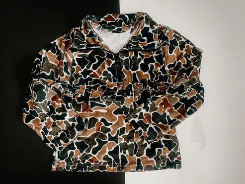 Baby Boys Brown Camo Zip Pullovers Tops Preorder