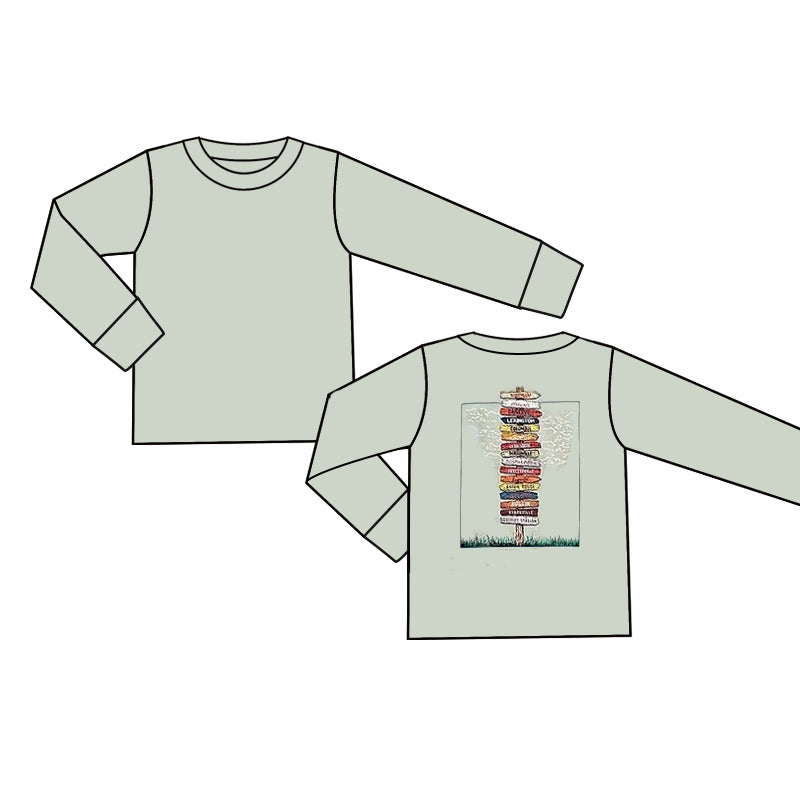 Baby Boys Green Street Sign Long Sleeve Tee Shirts Tops Preorder